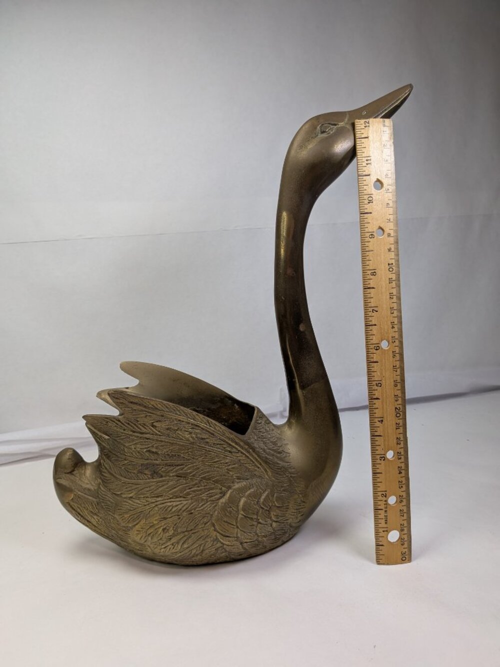 Vintage Brass Swan Vase Planter - Set of 2 - Picture 13 of 15